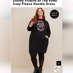 Torrid  Disney Villains Dress, Hoody Dress Happily Never After graphic black 1x